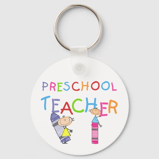 Crayons Preschool Teacher Tshirts and Gifts Keychain (Front)