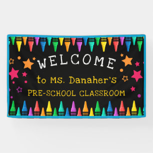 Crayons Stars Colorful Welcome Teacher's Classroom Banner