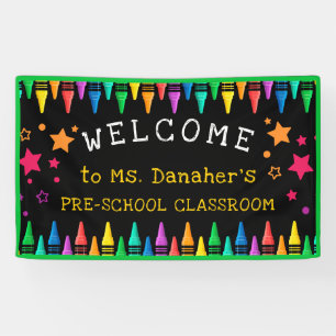 Crayons Stars Colourful Welcome Teacher's Classroo Banner