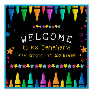 Crayons Stars Colourful Welcome Teacher's Classroo Poster
