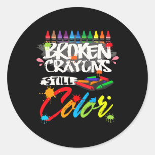 Crayons Still Colour Mental Health Awareness Classic Round Sticker