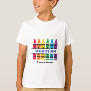  "Crayons" Student & School Name Custom T-Shirt