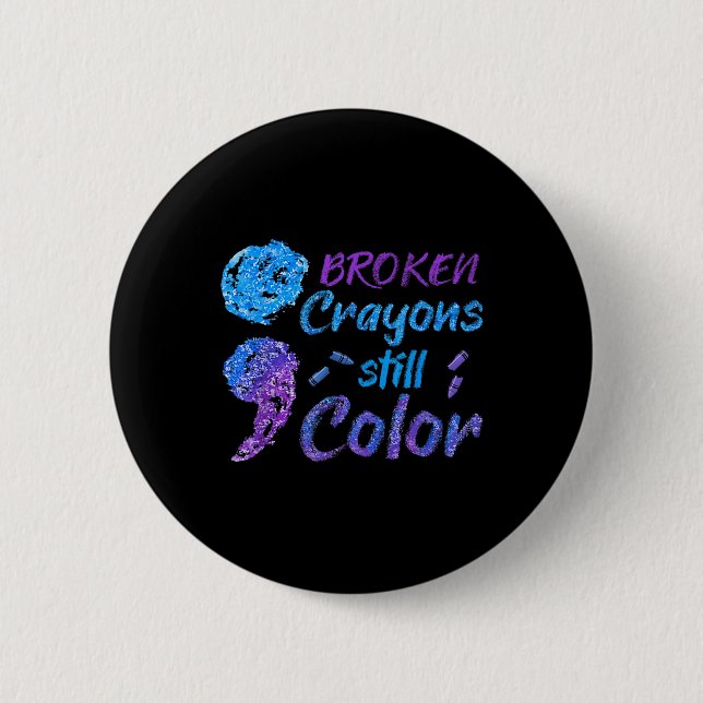 Crayons Suicide Awareness Month Support  2 Inch Round Button (Front)