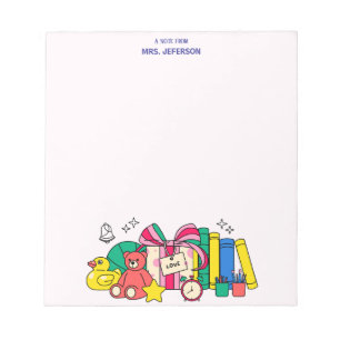 Crayons, Teddy Bear, Books & Duck Christmas Gifts Notepad