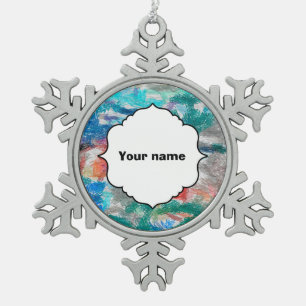 Crayons texture snowflake pewter christmas ornament