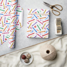 Crayons Wrapping Paper, School Student Gift Wrap