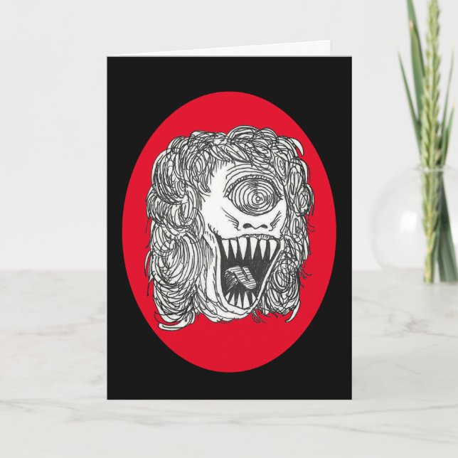 Crazed Cyclops Woman Birthday Card (Front)