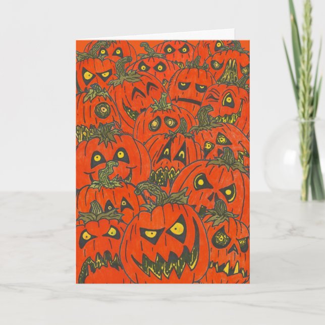 Crazed Pumpkin "ROUGH PATCH" Halloween Card (Front)