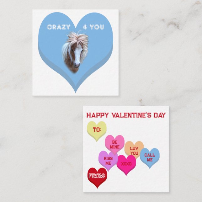 CRAZY 4 YOU Silly Pony Conversation Hearts Card (Front/Back)