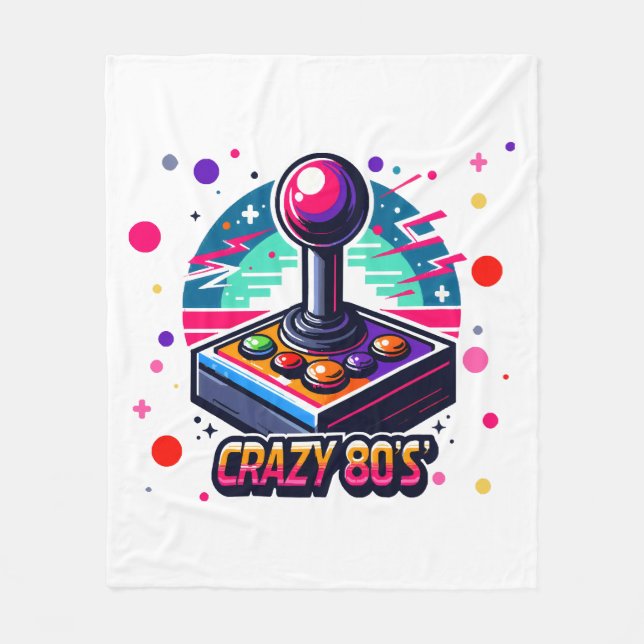 crazy 80s old School Style Fleece Blanket (Front)