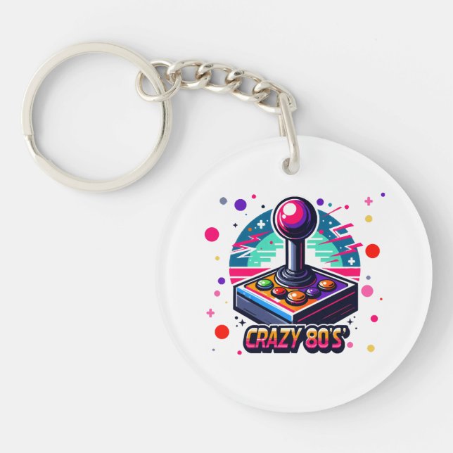 crazy 80s old School Style Keychain (Front)