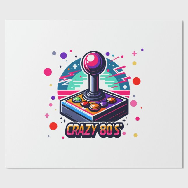 crazy 80s old School Style Wrapping Paper (Flat)