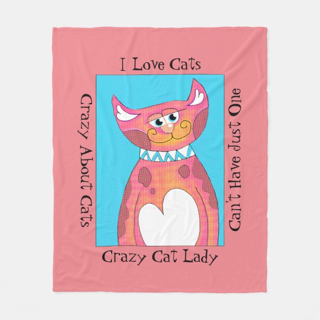 Crazy About Cats Fleece Blanket (Front)
