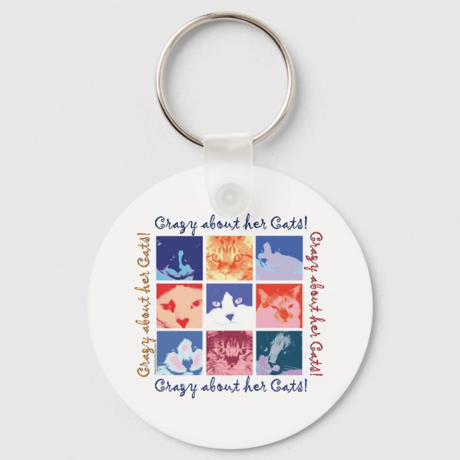 Crazy About Her Cats Keychain (Front)