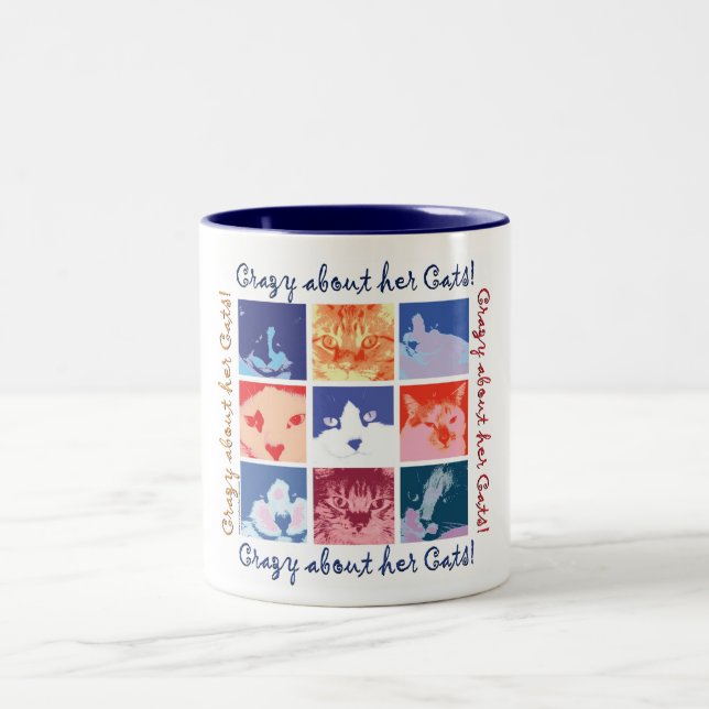 Crazy About Her Cats Two-Tone Coffee Mug (Center)