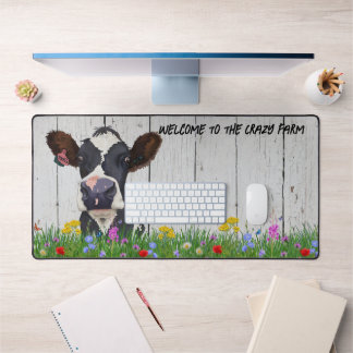 Crazy About the Farm Desk Mat - Cute Holstein Cow