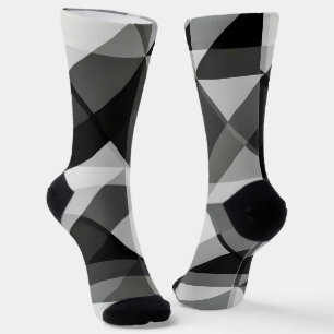Crazy Abstract Argyle Socks in Black and Grey