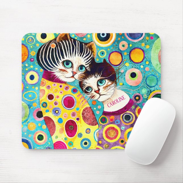 Crazy Abstract Cool Cats Mouse Pad (With Mouse)