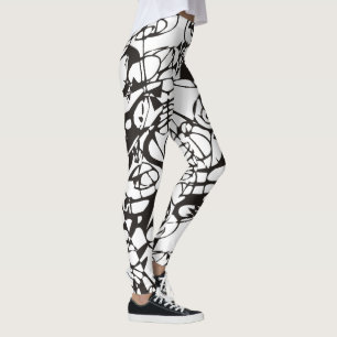 Crazy abstract Graphic Design black white Leggings