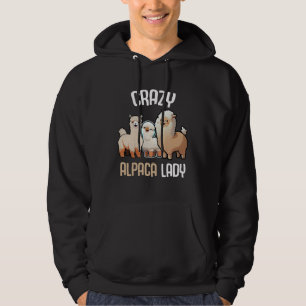 Crazy Alpaca Lady Women s Cute Alpaca Lama Zoo 2 Hoodie