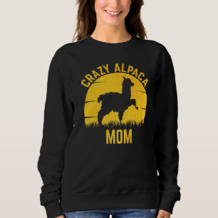 Crazy Alpaca Mom Alpaca Family Vintage Sunset Sweatshirt