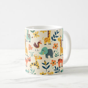 Crazy Animals Colourful Pattern Coffee Mug