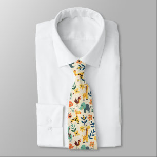 Crazy Animals Colourful Pattern Tie