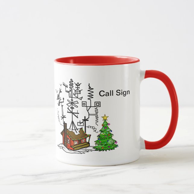 Crazy Antenna House Ham Radio Christmas Mug (Right)