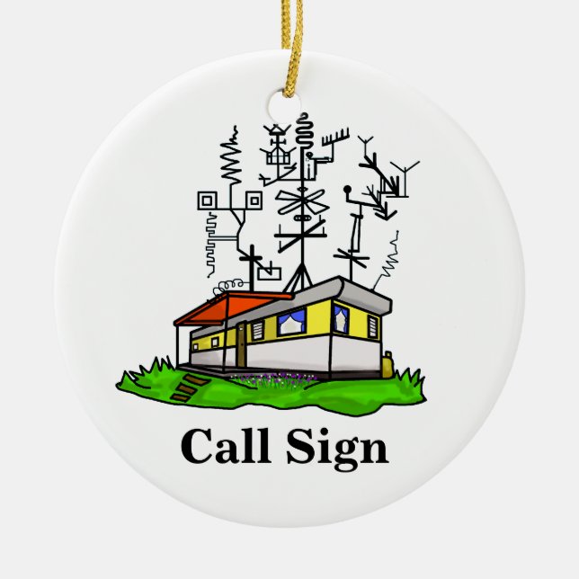 Crazy Antenna Mobile Home Ham Radio Ornament (Front)