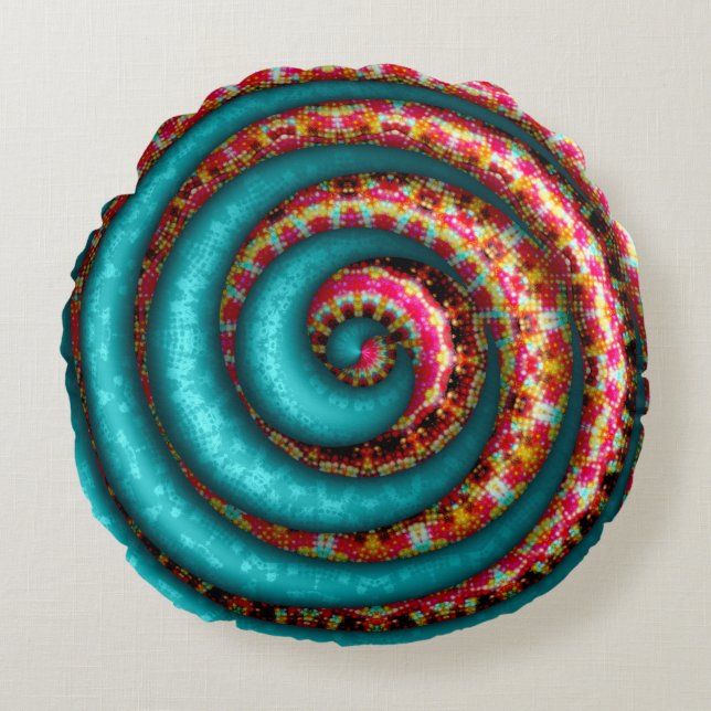 Crazy Art Round Throw Pillow (Front)