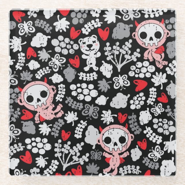 Crazy babies pattern glass coaster (Front)