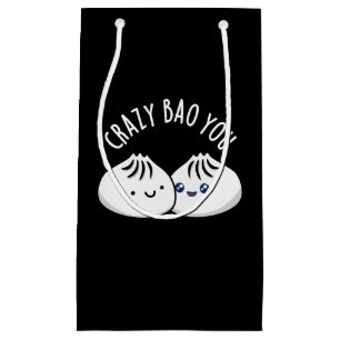 Crazy Bao You Funny Dimsum Pun Dark BG Small Gift Bag