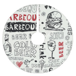 Crazy BBQ: Whimsical Doodle Art Brushed Polyester Tree Skirt