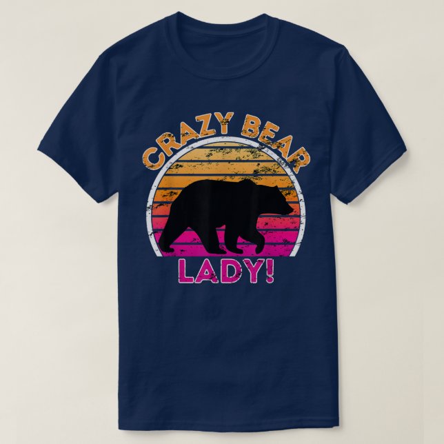 Crazy Bear Lady - Funny Retro Bear  T-Shirt (Design Front)