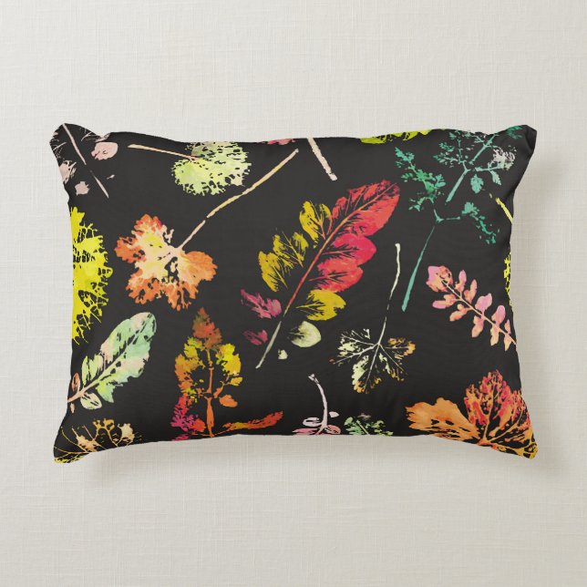 crazy beautiful watercolor pattern of leaves. hand accent pillow (Front)