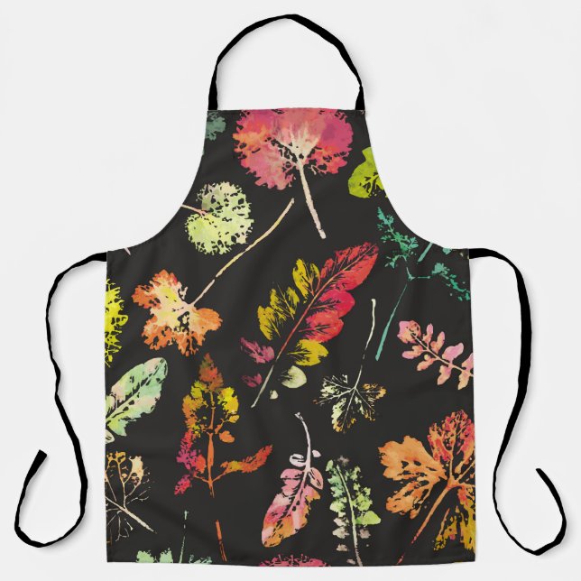 crazy beautiful watercolor pattern of leaves. hand apron (Front)