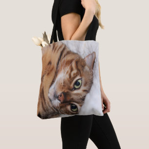 Crazy Bengal Cat Tote Bag, Add Your Own Meme Bag