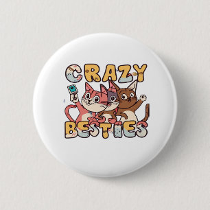 Crazy Besties Taking Funny Selfies Work Bestie Gif 2 Inch Round Button