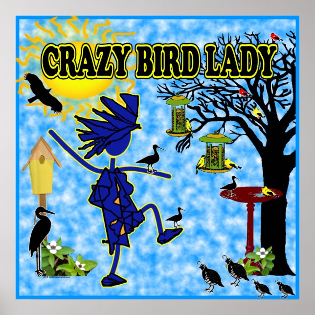 Crazy Bird Lady Design Poster (Front)