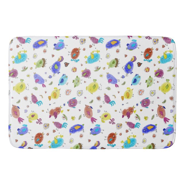 Crazy Birds Bath Mat (Front)