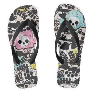 Crazy birds pattern flip flops