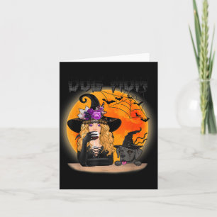 Crazy Black Lab Mom Witch Costume Halloween Funny Card
