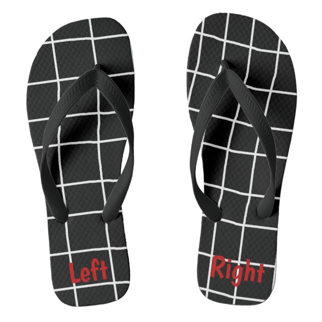 Crazy Black White Grid Unisex Flip Flops (Footbed)