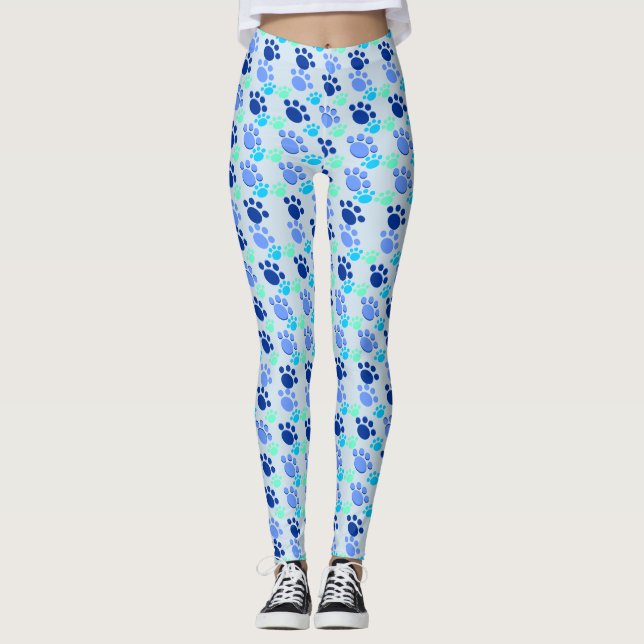 Crazy Blue Paw Leggings (Front)