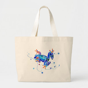 CRAZY BLUE TREE FROGS LARGE TOTE BAG