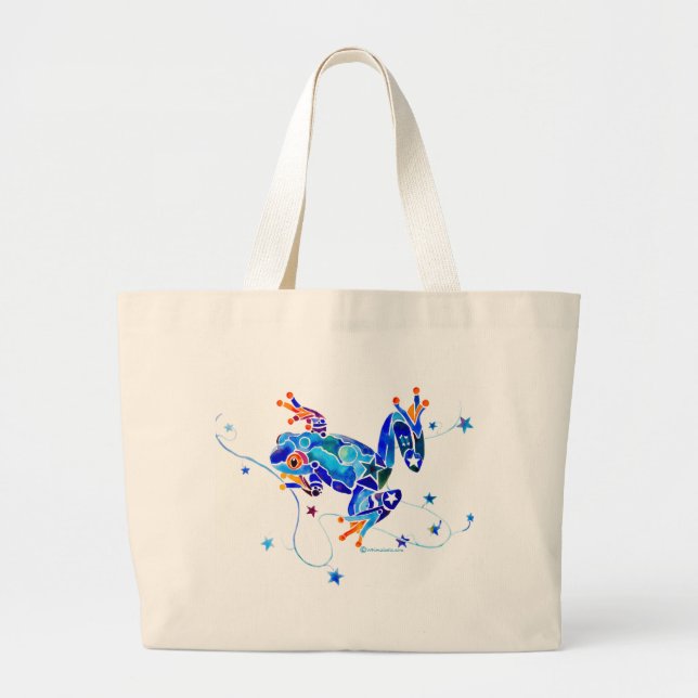 CRAZY BLUE TREE FROGS LARGE TOTE BAG (Front)