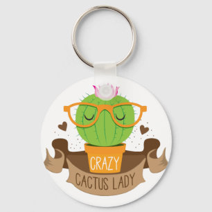 crazy cactus lady banner keychain