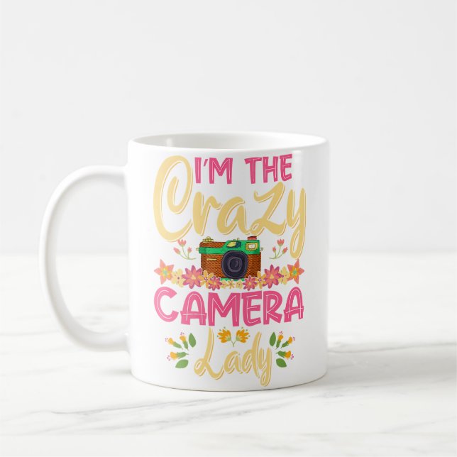 Crazy Camera Lady Photographer Photography Coffee Mug (Left)