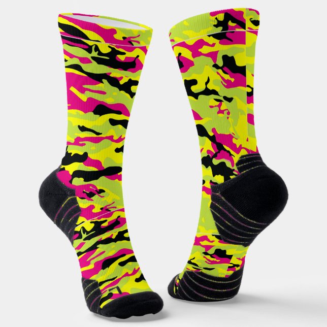 Crazy Camouflage Pink Socks (Angled)
