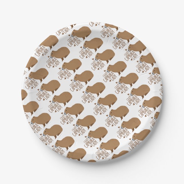 crazy capybara lady paper plate (Front)